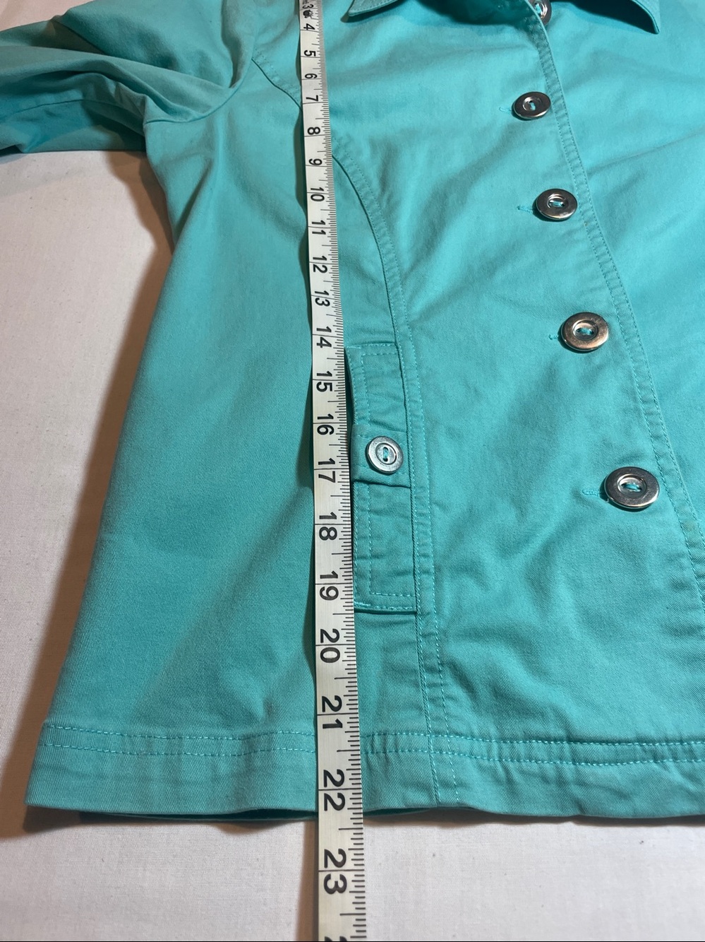 Draper’s & Damon’s Aqua Button-Front Jacket - Picture 5 of 7